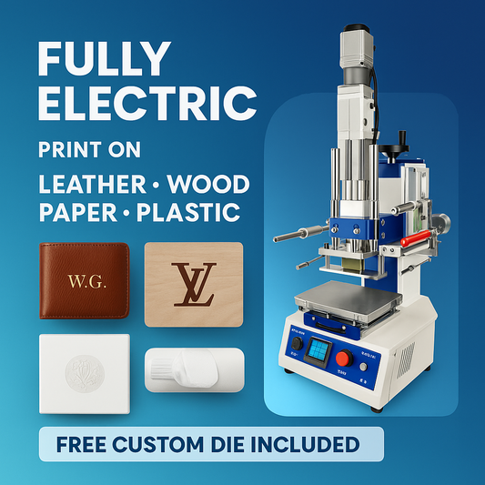 Electric Hot Foil Stamping Machine | Leather Logo Embossing Machine for Paper, Wood, PVC & Custom Branding