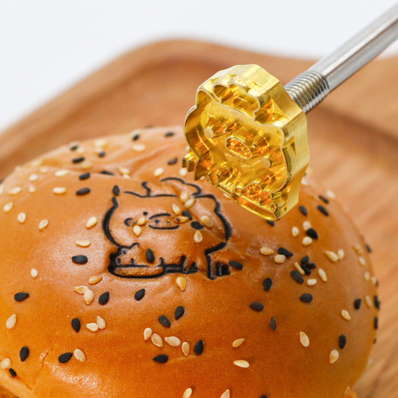 Branding Iron Baking Food Stamp DIY Cartoon Heat Stamp for Bakery Burger Cake Bread BBQ Wood Hot Brass with Handle Stamping Mold