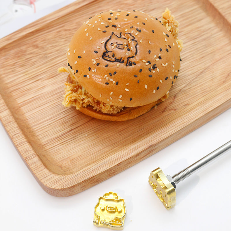Branding Iron Baking Food Stamp DIY Cartoon Heat Stamp for Bakery Burger Cake Bread BBQ Wood Hot Brass with Handle Stamping Mold