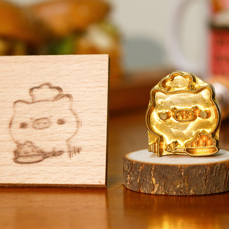 Branding Iron Baking Food Stamp DIY Cartoon Heat Stamp for Bakery Burger Cake Bread BBQ Wood Hot Brass with Handle Stamping Mold