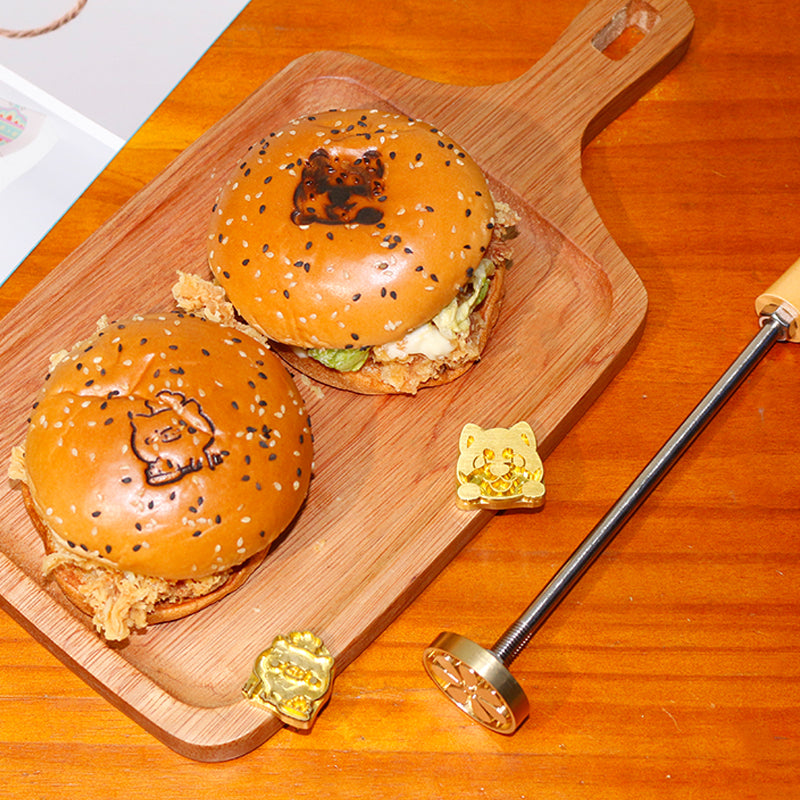 Branding Iron Baking Food Stamp DIY Cartoon Heat Stamp for Bakery Burger Cake Bread BBQ Wood Hot Brass with Handle Stamping Mold
