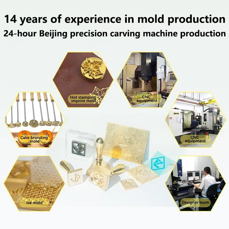 Wood Brand Iron Stamp Custom Logo Brass Die Design Hot Stamp Leather Cake Burger Burning Iron Stamp