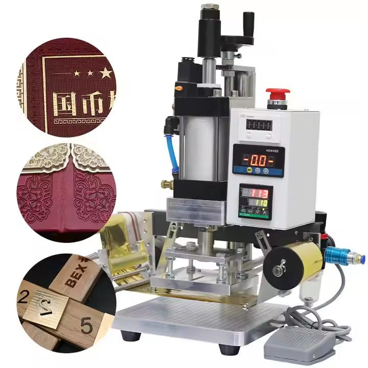 Hot Stamping Machine Gold And Silver Foil Pneumatic Leather Logo Embossing T slot Hot Stamping And Embossing Machine