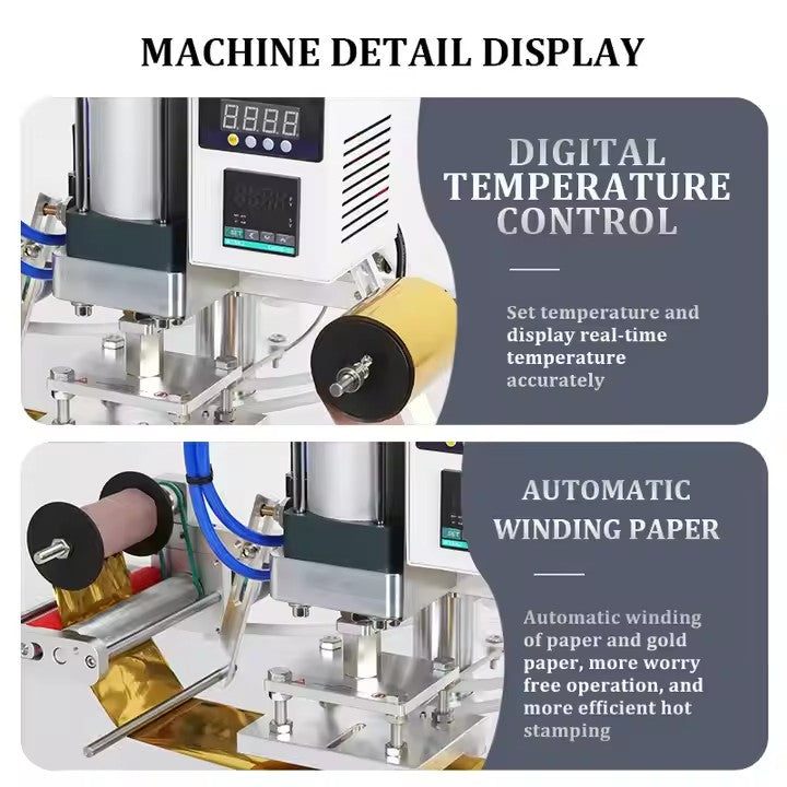 Hot Stamping Machine Gold And Silver Foil Pneumatic Leather Logo Embossing T slot Hot Stamping And Embossing Machine