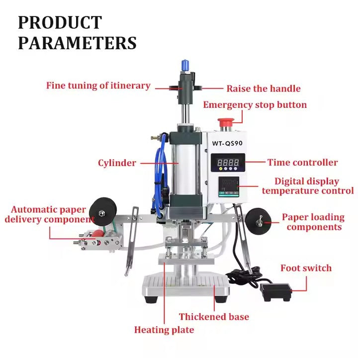 Hot Stamping Machine Gold And Silver Foil Pneumatic Leather Logo Embossing T slot Hot Stamping And Embossing Machine