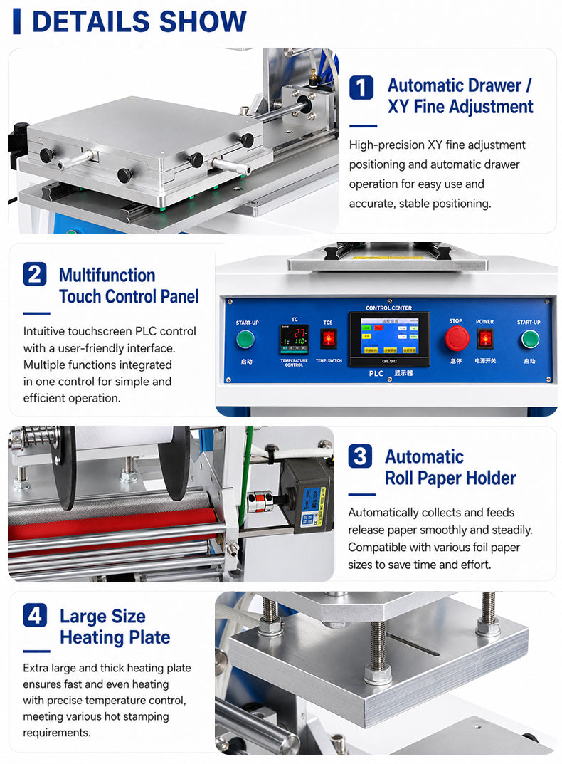 Industrial Pneumatic Hot Foil Stamping Machine for Leather, Paper, Plastic & Wood | 8020P-XY Semi Automatic Embossing Press
