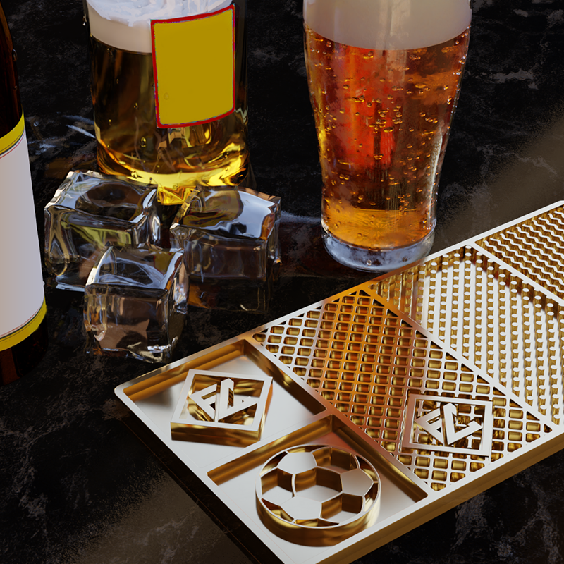  Ice Stamp, Brass Ice Designer Tray Glossy Safe for Bar: Home &  Kitchen
