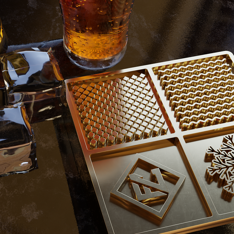  Ice Stamp, Brass Ice Designer Tray Glossy Safe for Bar: Home &  Kitchen
