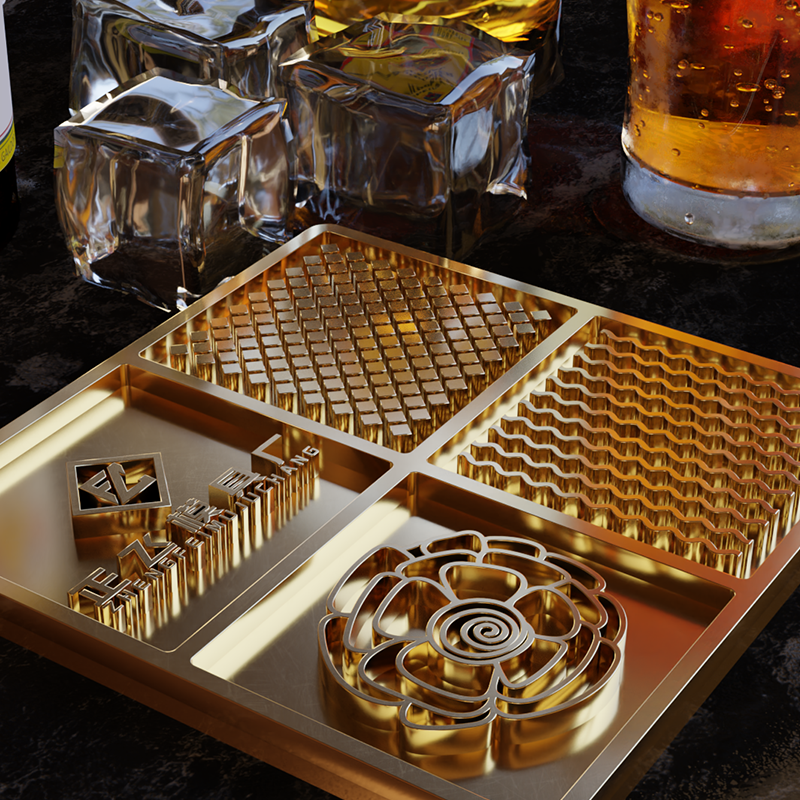 Brass Ice DIY Tray Personalized Square Cocktails Ice Stamp Tray For Ice New