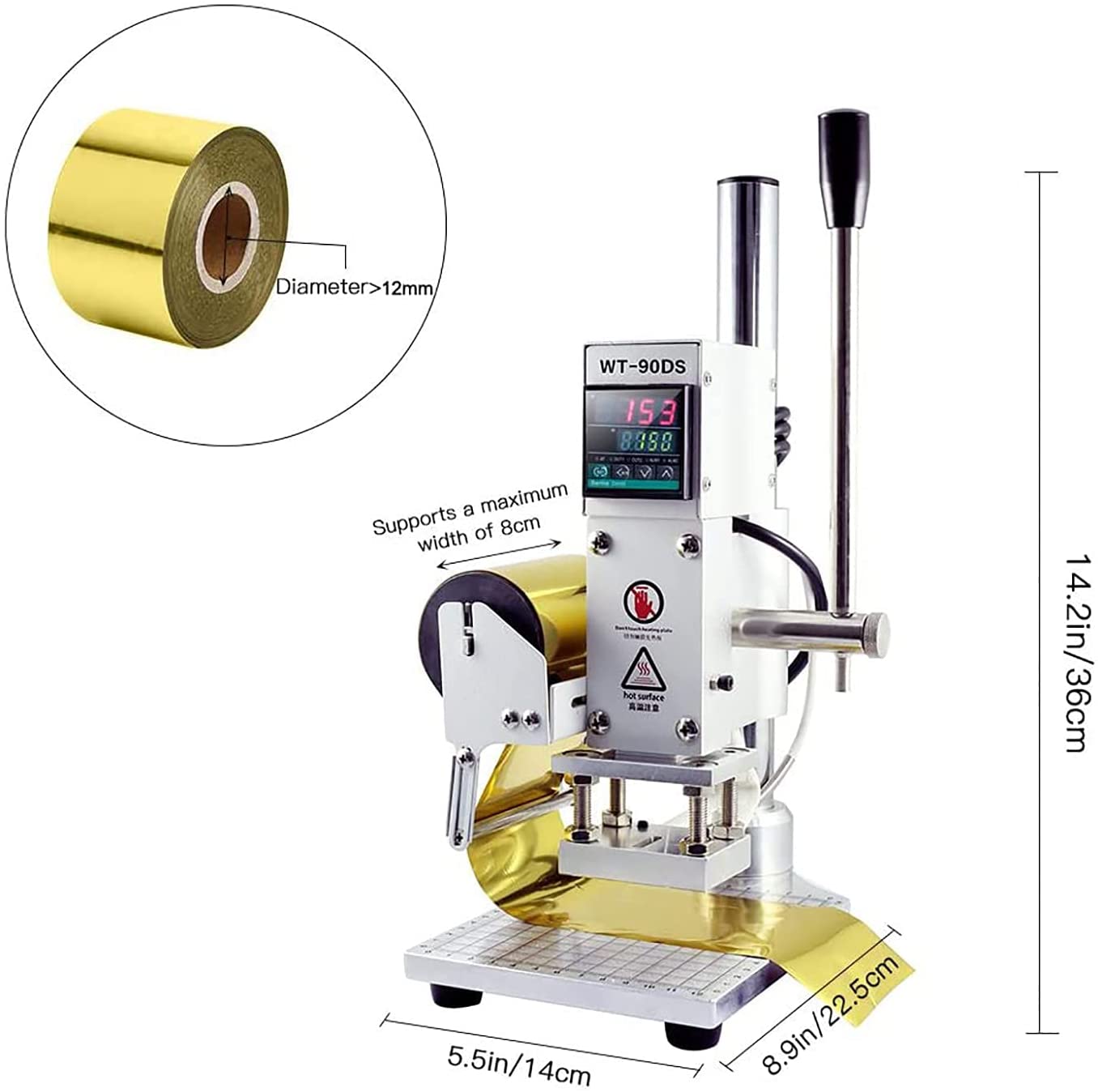 5X7Cm8X10Cm10X13Cm Small Handheld Leather Paper Stamping Machine With Customized Voltage And Plug